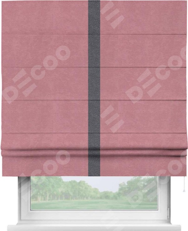 Римская штора «Кортин» с кантом Хайвэй, для проема, ткань софт однотонный розовый