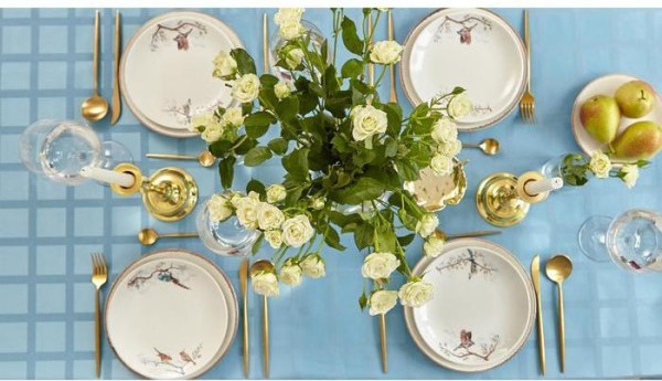 Скатерть Этель Geometry 150*220 +/-3см, цв.серо-синий, пл. 192 г/м2, хл с ВГМО