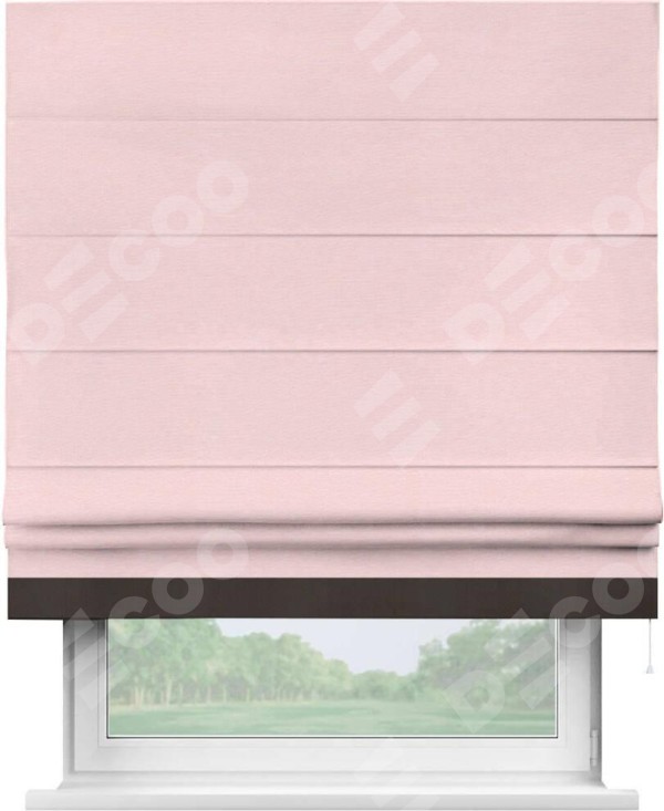 Римская штора «Кортин» с кантом Джестер, для проема, ткань блэкаут однотонный розовый