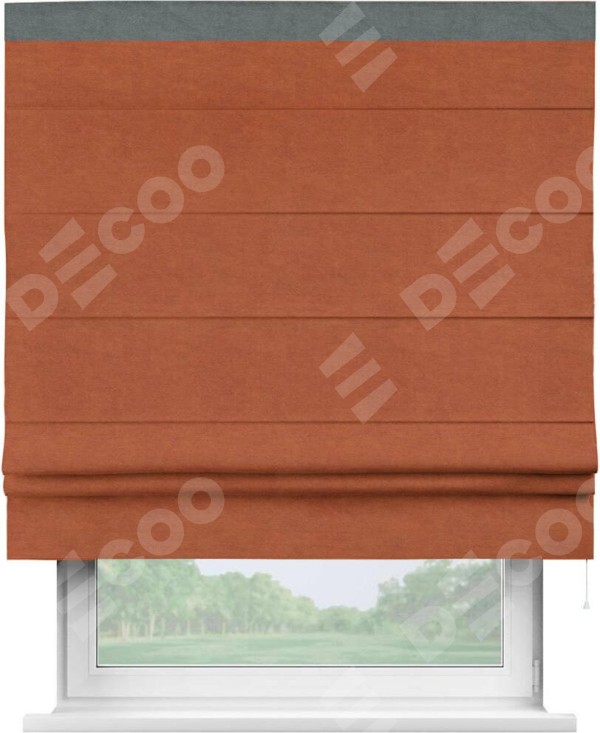 Римская штора «Кортин» с кантом Кинг, для проема, ткань вельвет терракотовый