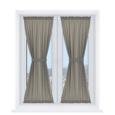 Штора песочные часы «Кортин» лён димаут серо-зелёный