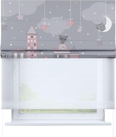 Римская штора «Кортин» день-ночь «Вечерний город»