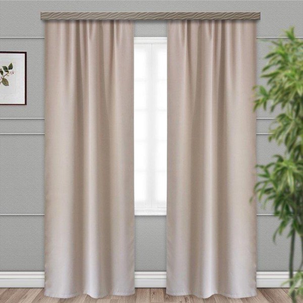 Штора портьерная "Матовый" блэкаут 135х260 см - 2 шт, бежевый,пэ 100%