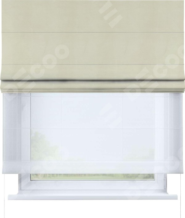 Римская штора «Кортин» день-ночь, ткань бархат молочный