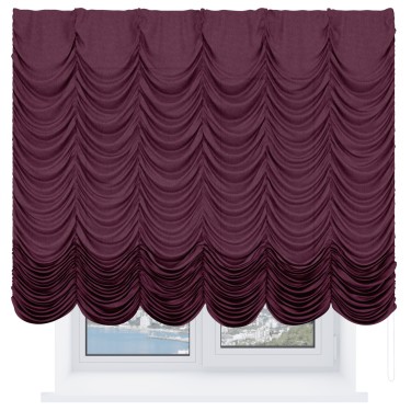 Французская штора «Кортин», лён кашемир цвет бордовый