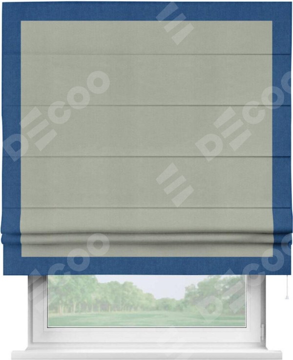 Римская штора «Кортин» с кантом Чесс, для проема, ткань вельвет cветло-серый