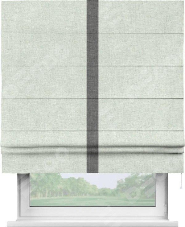 Римская штора «Кортин» для проёма, лён топлёное молоко, с кантом Хайвэй