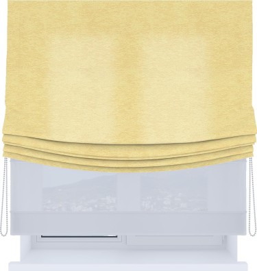 Римская штора «Кортин», день-ночь с мягкими складками, софт однотонный золотой