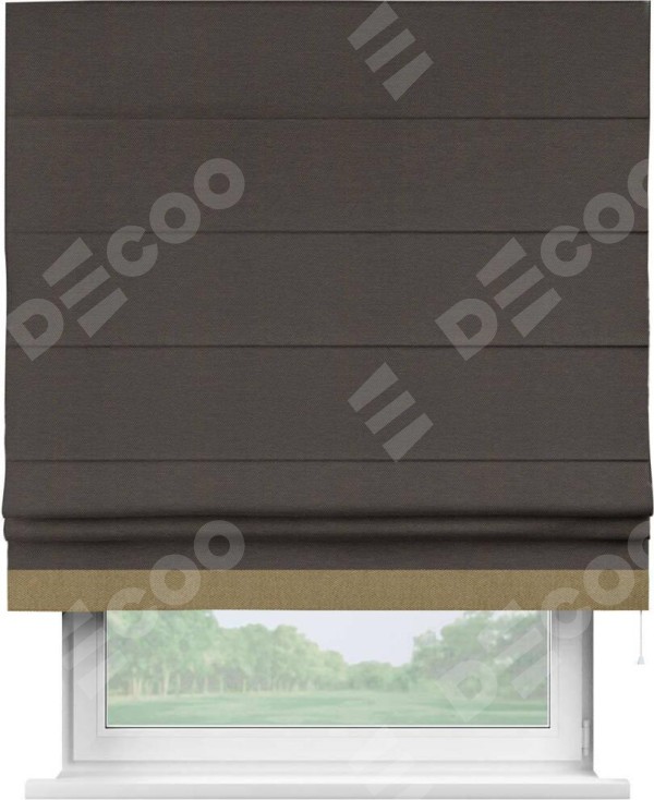 Римская штора «Кортин» с кантом Джестер, для проема, ткань лён димаут, венге