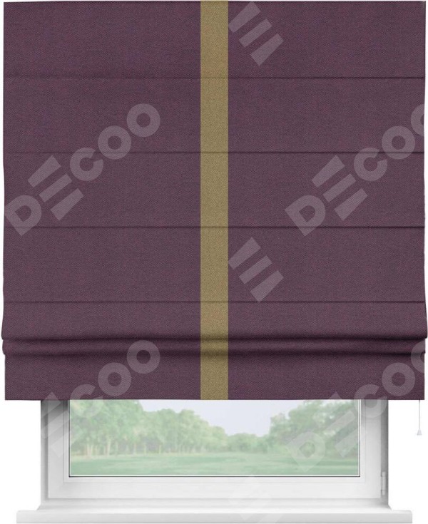 Римская штора «Кортин» с кантом Хайвэй, для проема, ткань лён димаут, фиолетовый