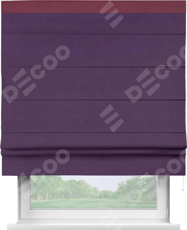 Римская штора «Кортин» с кантом Кинг, для проема, ткань вельвет темно-фиолетовый