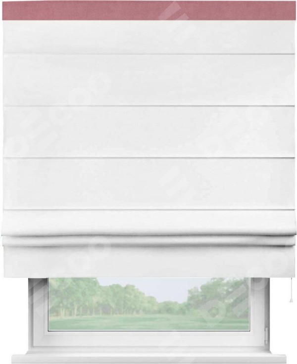 Римская штора «Кортин» с кантом Кинг, для проема, ткань вельвет дымчато-белый