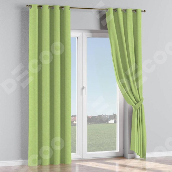 Комплект штор на люверсах лён зелёный