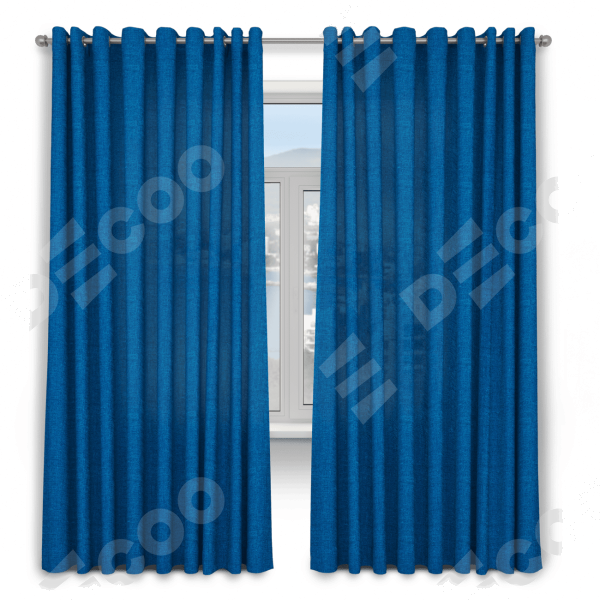 Шторы на люверсах ткань лён синий