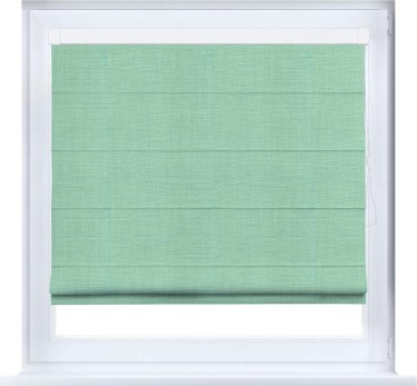 Римская штора «Кортин» кассетная, ткань лён светло-бирюзовый