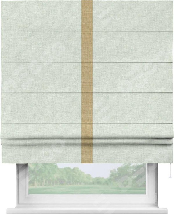 Римская штора «Кортин» для проёма, лён топлёное молоко, с кантом Хайвэй