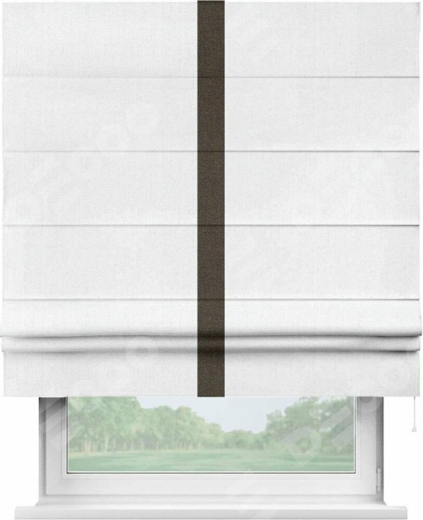 Римская штора «Кортин» с кантом Хайвэй, для проема, лён белоснежный