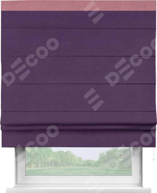 Римская штора «Кортин» с кантом Кинг, для проема, ткань вельвет темно-фиолетовый