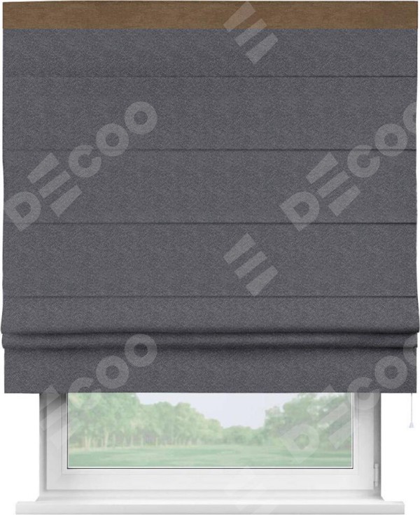 Римская штора «Кортин» с кантом Кинг, для проема ткань софт однотонный графит