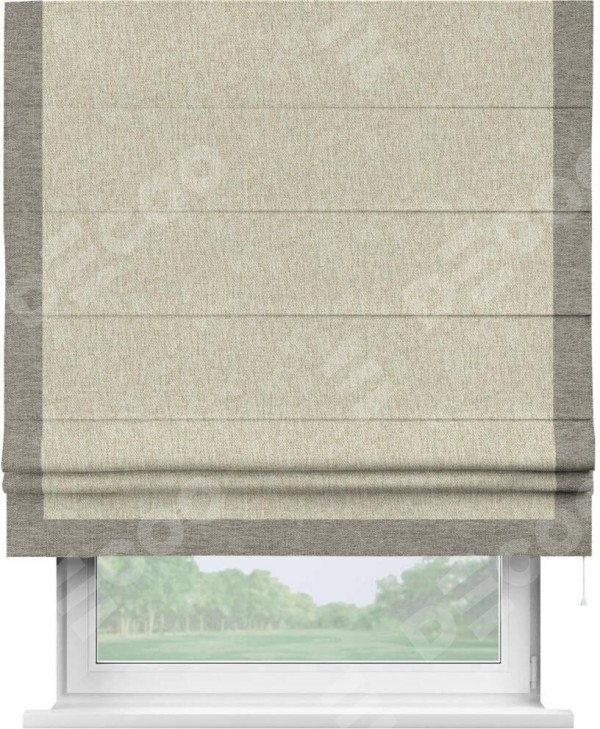 Римская штора «Кортин» с кантом Виктория, для проема, ткань стиф димаут светло-бежевый
