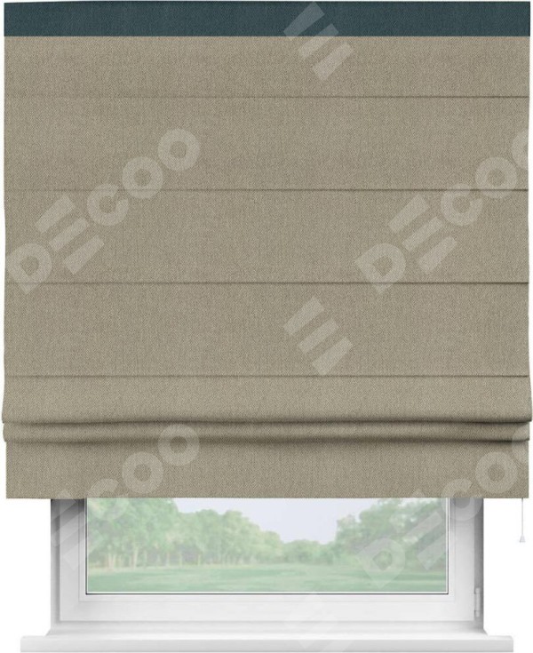 Римская штора «Кортин» с кантом Кинг, для проема, ткань твид блэкаут, кофе
