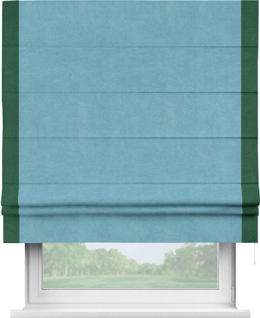 Римская штора «Кортин» с кантом Стрим Дуо, для проема, ткань вельвет ментоловый
