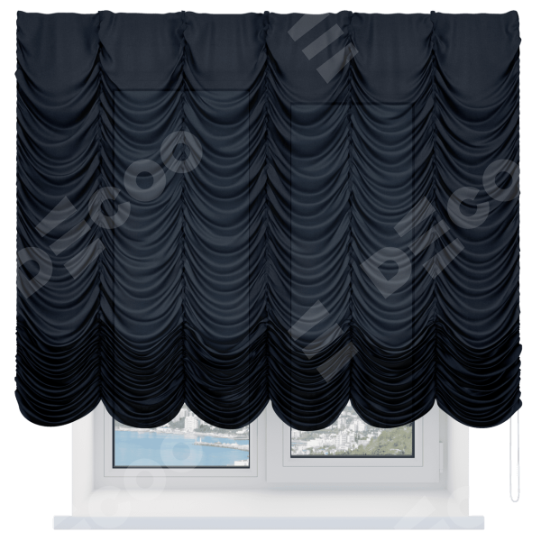 Французская штора «Кортин», лён черный