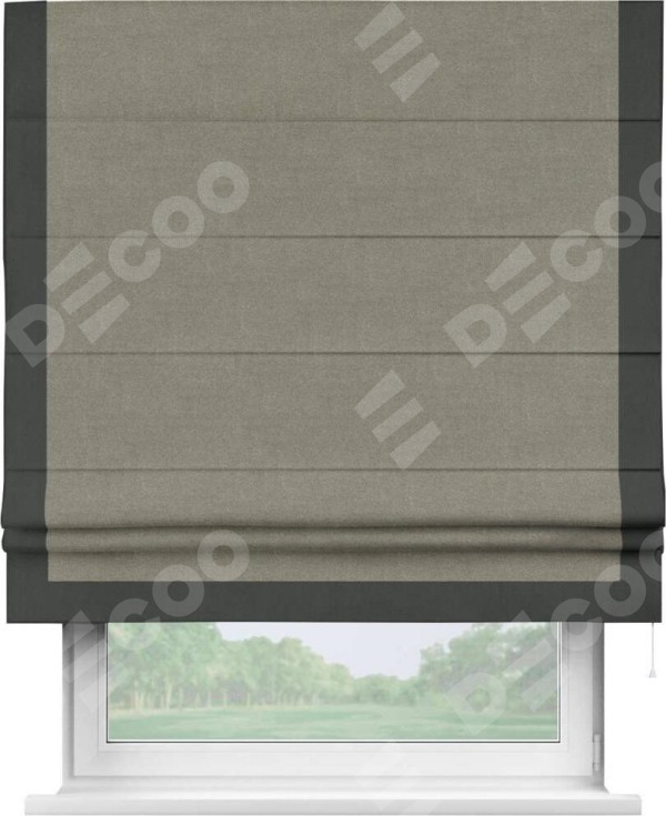 Римская штора «Кортин» с кантом Виктория, для проема, лён блэкаут шампань