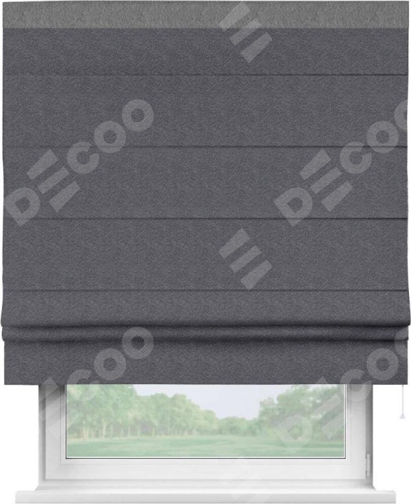 Римская штора «Кортин» с кантом Кинг, для проема ткань софт однотонный графит