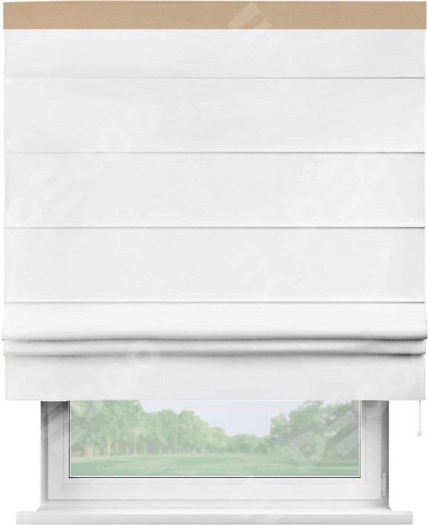 Римская штора «Кортин» с кантом Кинг, для проема, ткань вельвет дымчато-белый