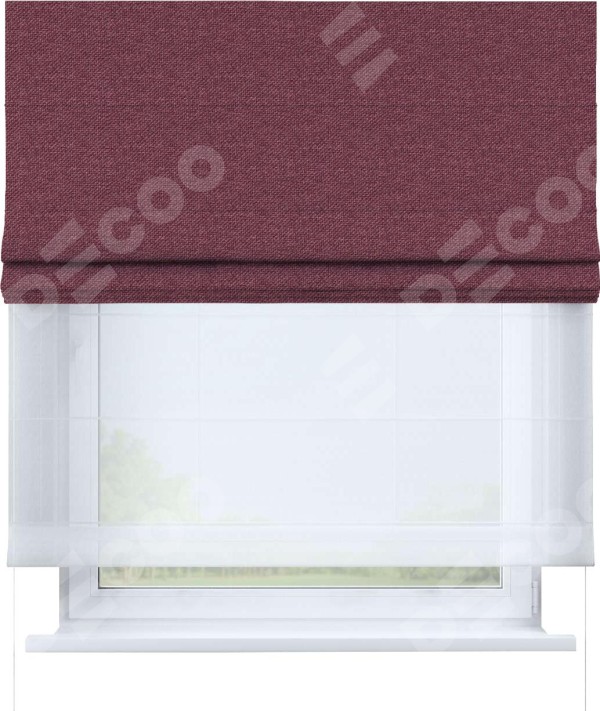 Римская штора «Кортин» день-ночь, ткань лён димаут, марсала