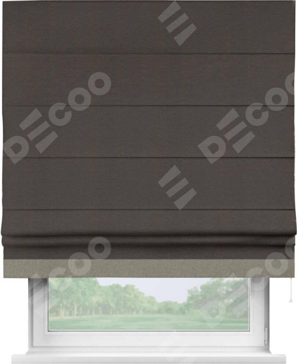 Римская штора «Кортин» с кантом Джестер, для проема, ткань лён димаут, венге