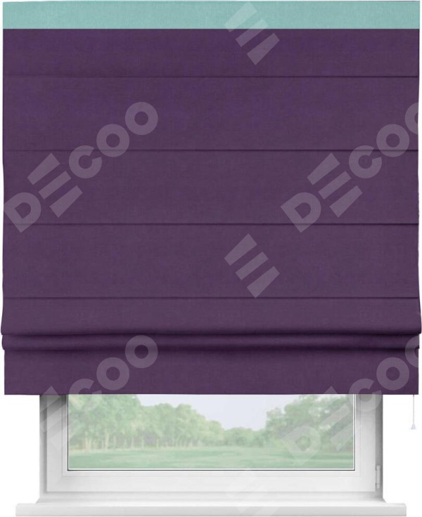 Римская штора «Кортин» с кантом Кинг, для проема, ткань вельвет темно-фиолетовый