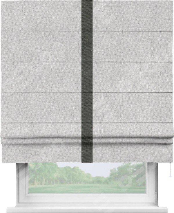 Римская штора «Кортин» с кантом Хайвэй, для проема, лён димаут светло-бежевый