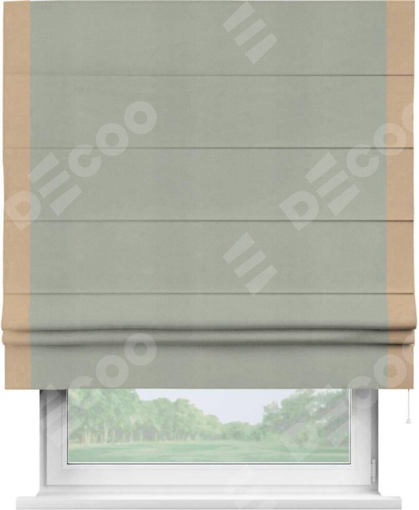 Римская штора «Кортин» с кантом Стрим Дуо, для проема, ткань вельвет cветло-серый