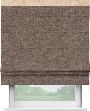 Римская штора «Кортин» для проёма, рогожка димаут коричневый, с кантом Кинг