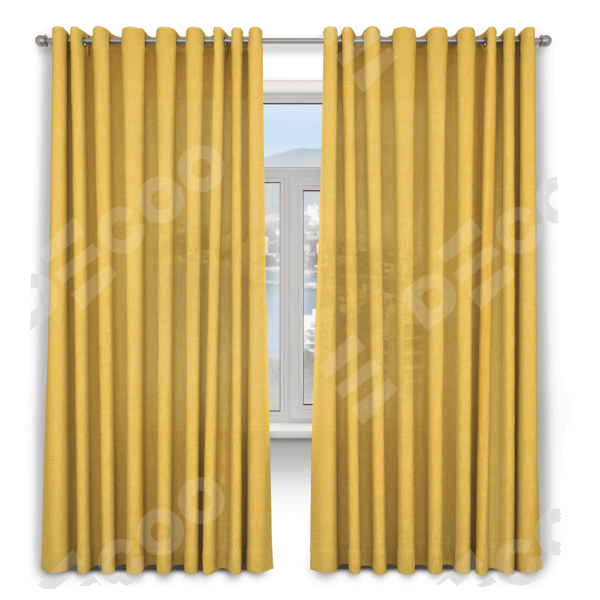 Комплект штор 2шт, ткань лён, цвет желтый, от 40 см