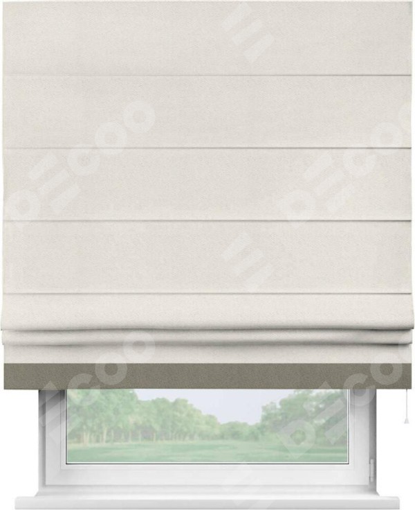 Римская штора «Кортин» с кантом Джестер, для проема, ткань блэкаут с блеском светло-серый