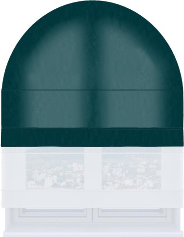 Римская штора «Кортин», канвас изумрудный, день-ночь для арочного проёма