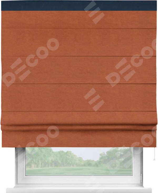 Римская штора «Кортин» с кантом Кинг, для проема, ткань вельвет терракотовый