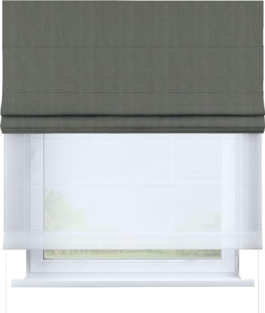 Римская штора «Кортин» день-ночь, ткань блэкаут однотонный, тёмно-серый