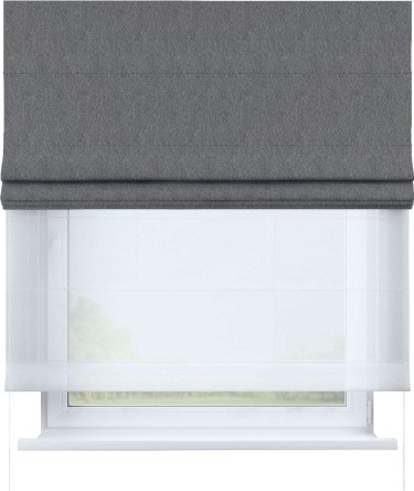 Римская штора «Кортин» день-ночь, ткань софт однотонный серый