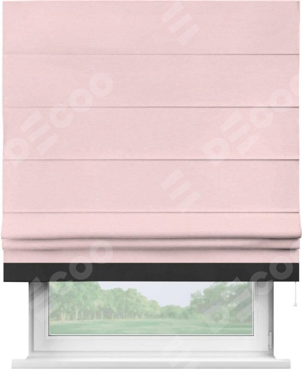 Римская штора «Кортин» с кантом Джестер, для проема, ткань блэкаут однотонный розовый