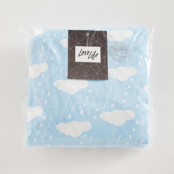 Простыня на резинке "LoveLife" Голубые облачка 60*120+20 см, 100% хлопок, сатин