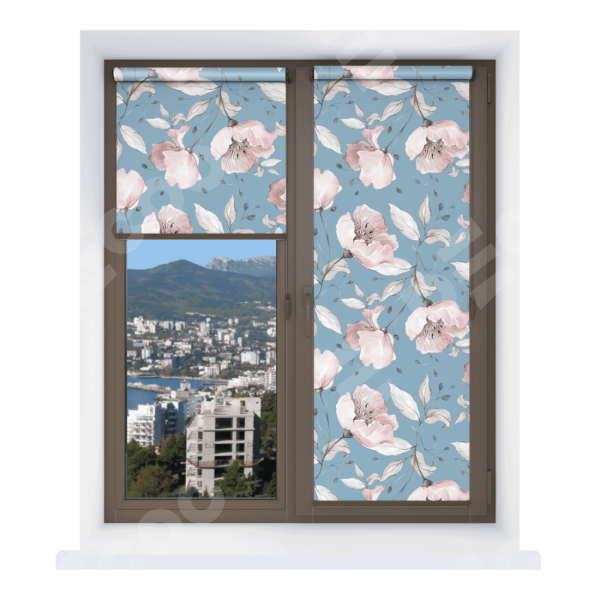 Рулонная штора Мини с принтом Розовая лагуна