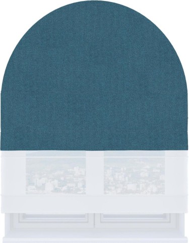 Римская штора «Кортин» день-ночь для арочного проёма, лён блэкаут синий