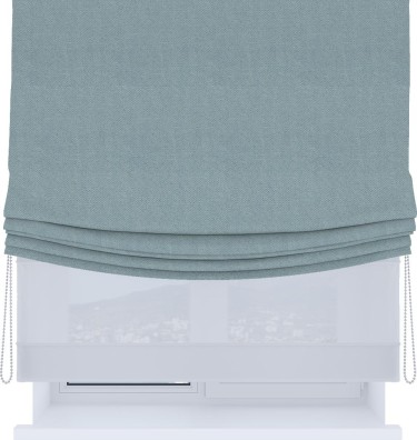 Римская штора «Кортин», день-ночь с мягкими складками, блэкаут с блеском синий