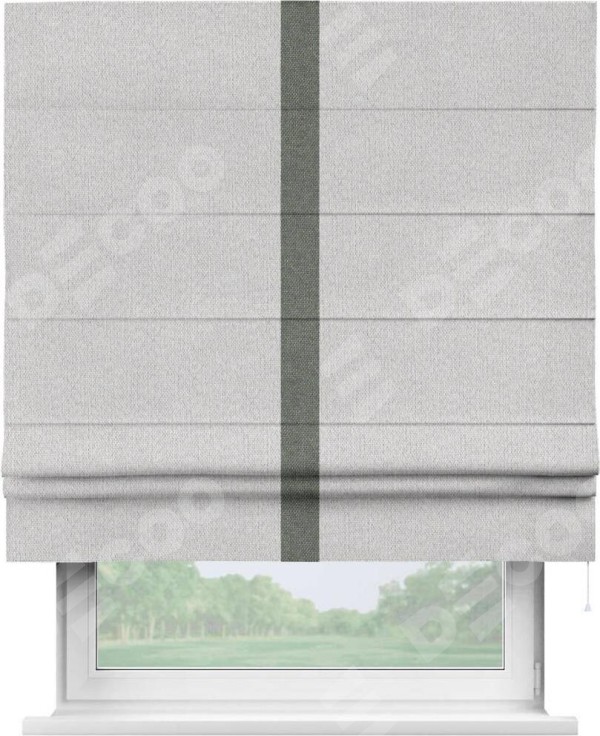 Римская штора «Кортин» с кантом Хайвэй, для проема, лён димаут светло-бежевый