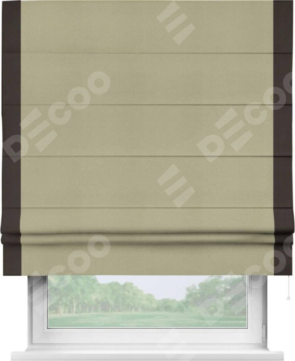 Римская штора «Кортин» с кантом Стрим Дуо, для проема, ткань блэкаут однотонный милано капучино