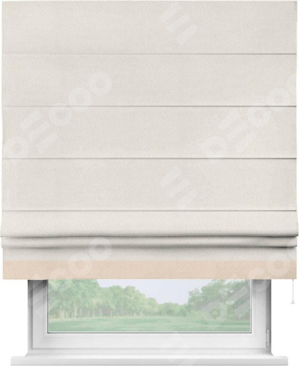 Римская штора «Кортин» с кантом Джестер, для проема, ткань блэкаут с блеском светло-серый